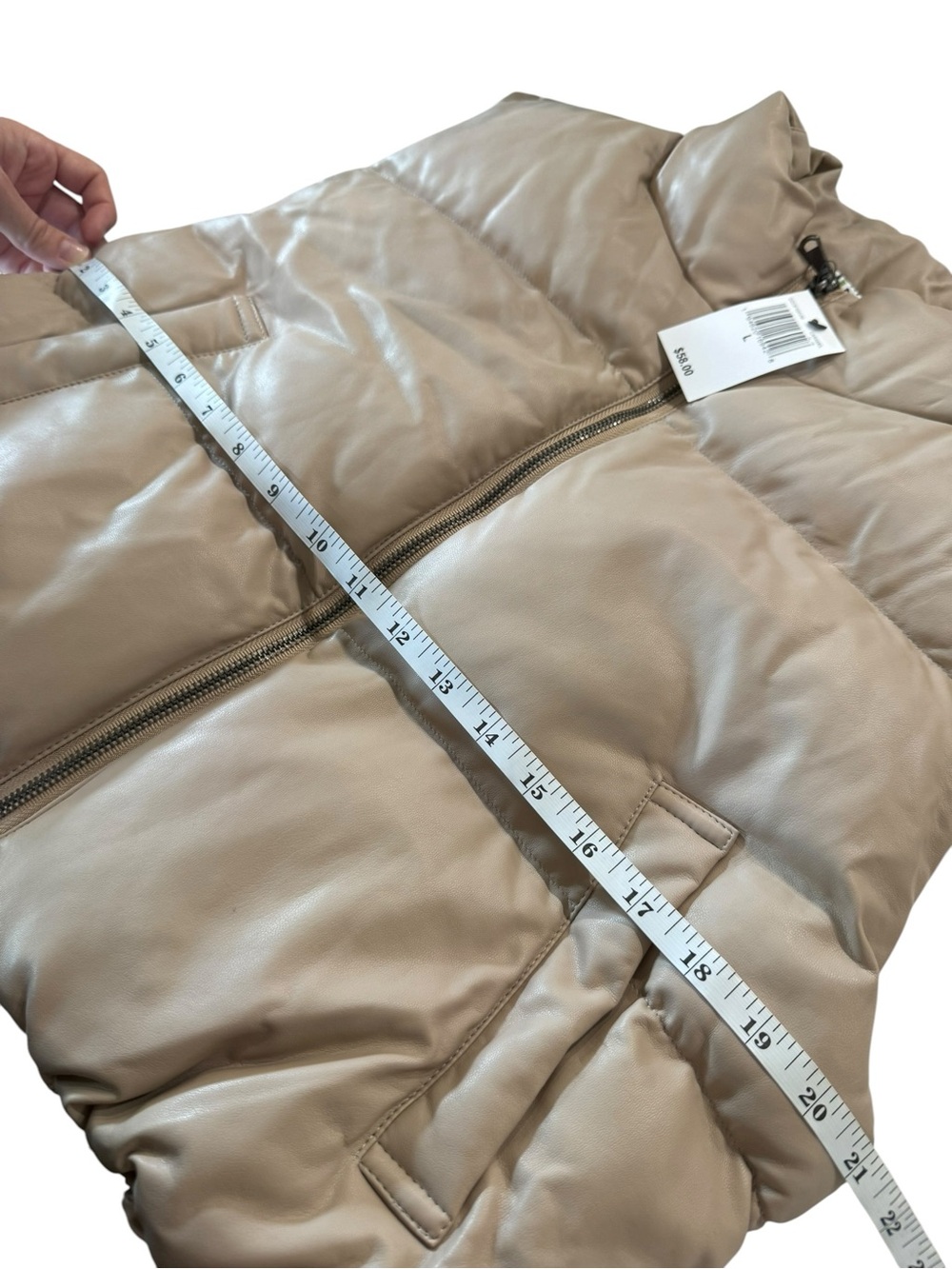 Brown Caramel Cropped Puffer Vest Women's Zip Up Collared NWT‎ Size Large - Picture 4 of 8